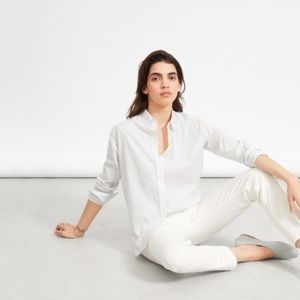 Everlane relaxed soft cotton shirt in gray stripe